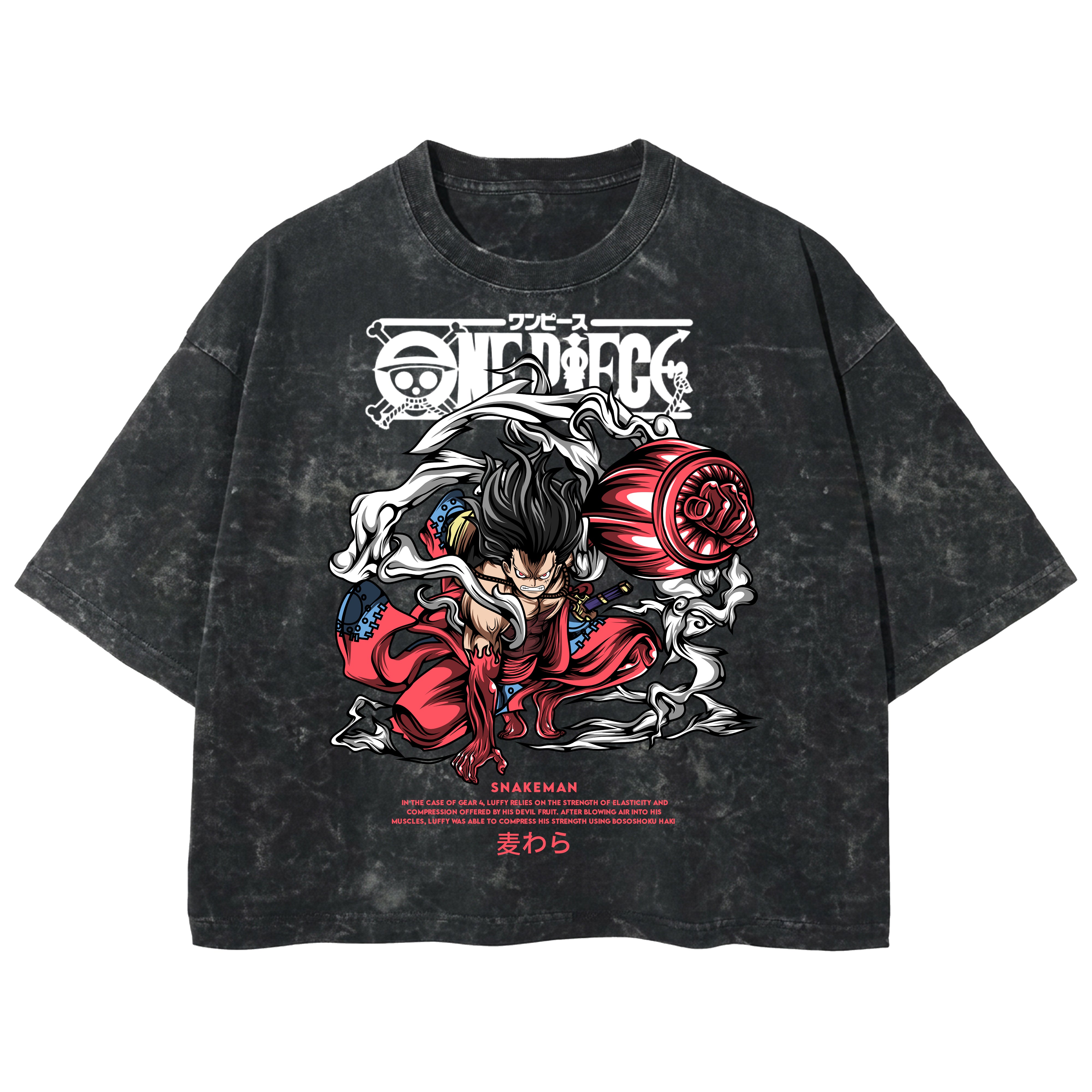 Playera streetwear premium de anime y gaming ExtraLife MX, corte boxy deluxe mineral wash heavyweight en color Acid Wash, moda urbana mexicana de culto.