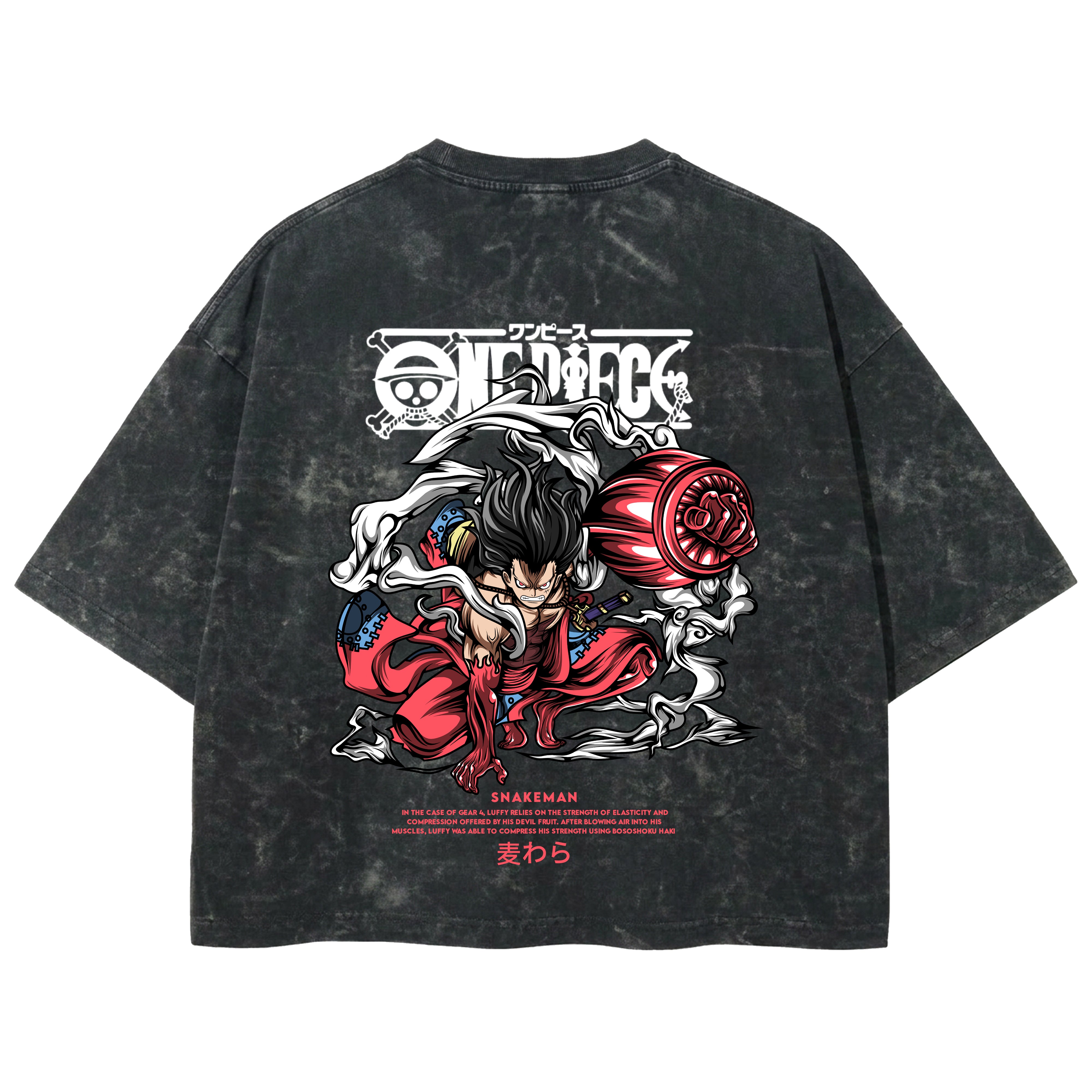 Playera streetwear premium de anime y gaming ExtraLife MX, corte boxy deluxe mineral wash heavyweight en color Acid Wash, moda urbana mexicana de culto.
