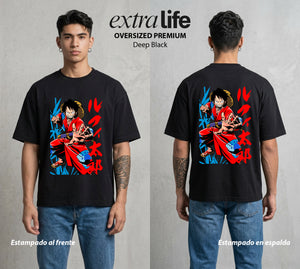 Mar de los Piratas | Capitan de Goma #03213 - Playera Oversized Premium | Deep Black - Foto en modelo