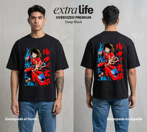Mar de los Piratas | Capitan de Goma #03213 - Playera Oversized Premium | Deep Black - Foto en modelo