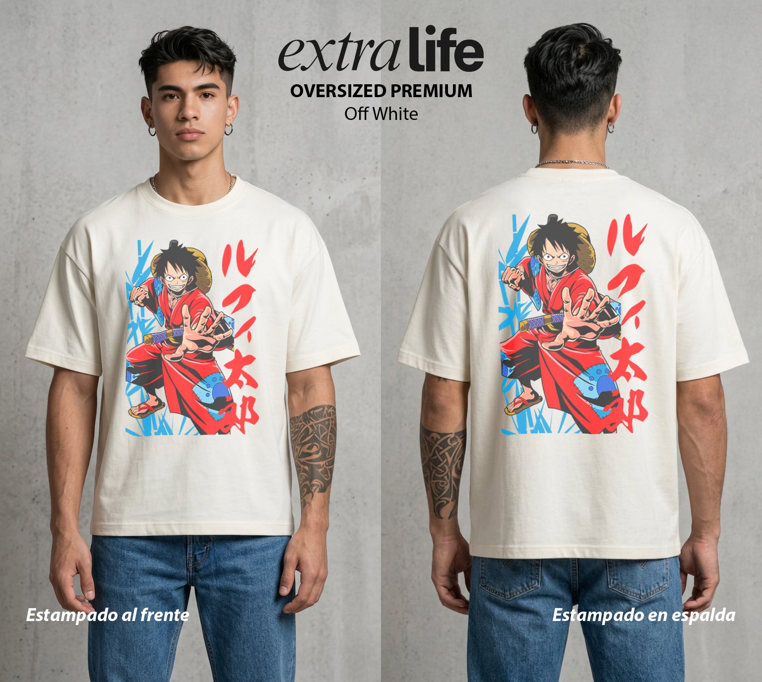 Mar de los Piratas | Capitan de Goma #03213 - Playera Oversized Premium | Off White - Foto en modelo