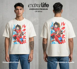 Mar de los Piratas | Capitan de Goma #03213 - Playera Oversized Premium | Off White - Foto en modelo