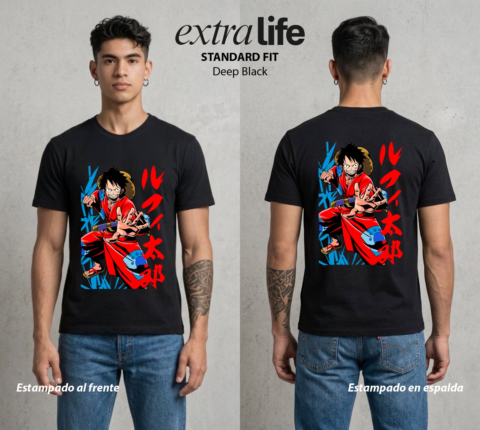 Mar de los Piratas | Capitan de Goma #03213 - Playera Standard Fit | Deep Black - Foto en modelo