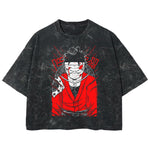 Playera streetwear premium de anime y gaming ExtraLife MX, corte boxy deluxe mineral wash heavyweight en color Acid Wash, moda urbana mexicana de culto.