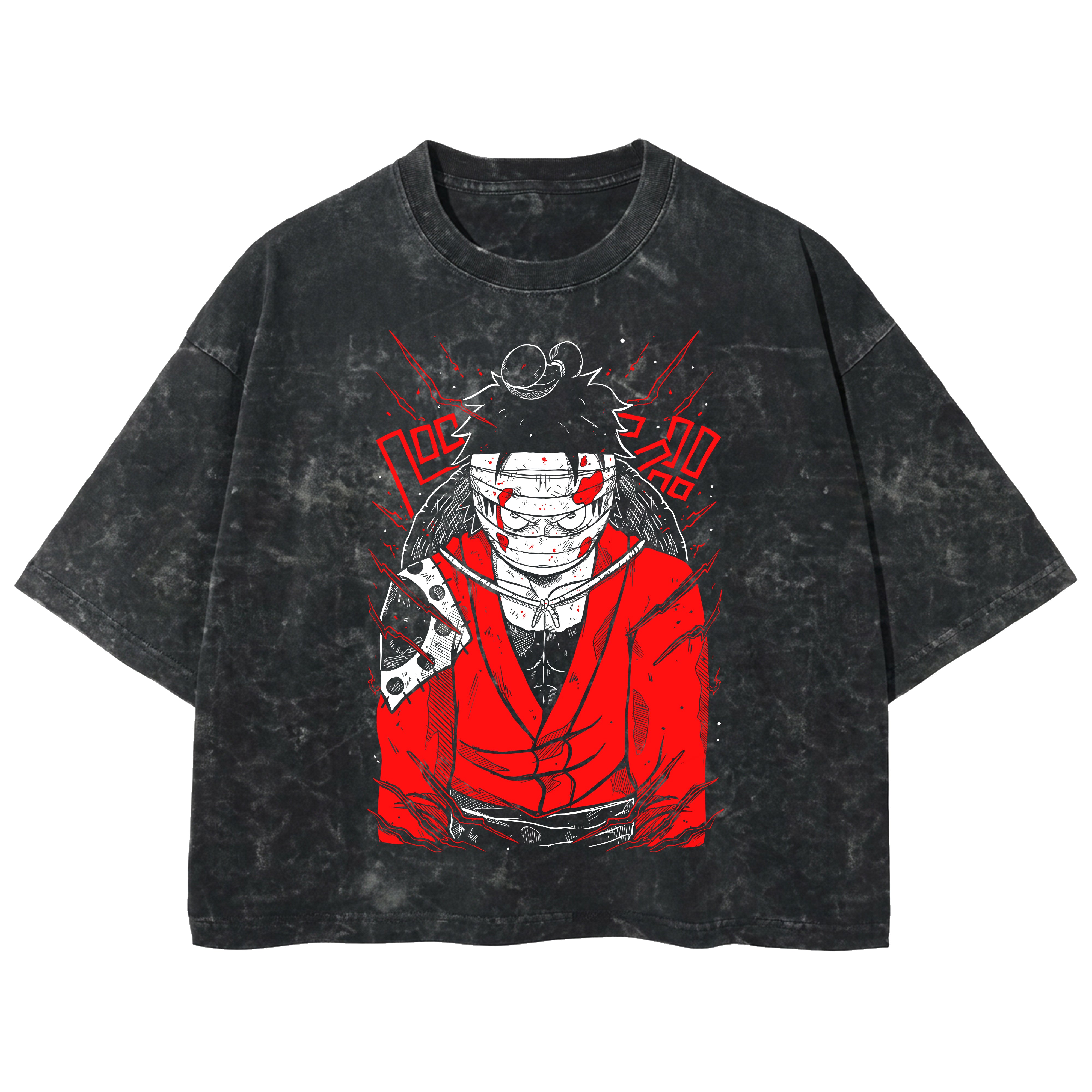 Playera streetwear premium de anime y gaming ExtraLife MX, corte boxy deluxe mineral wash heavyweight en color Acid Wash, moda urbana mexicana de culto.