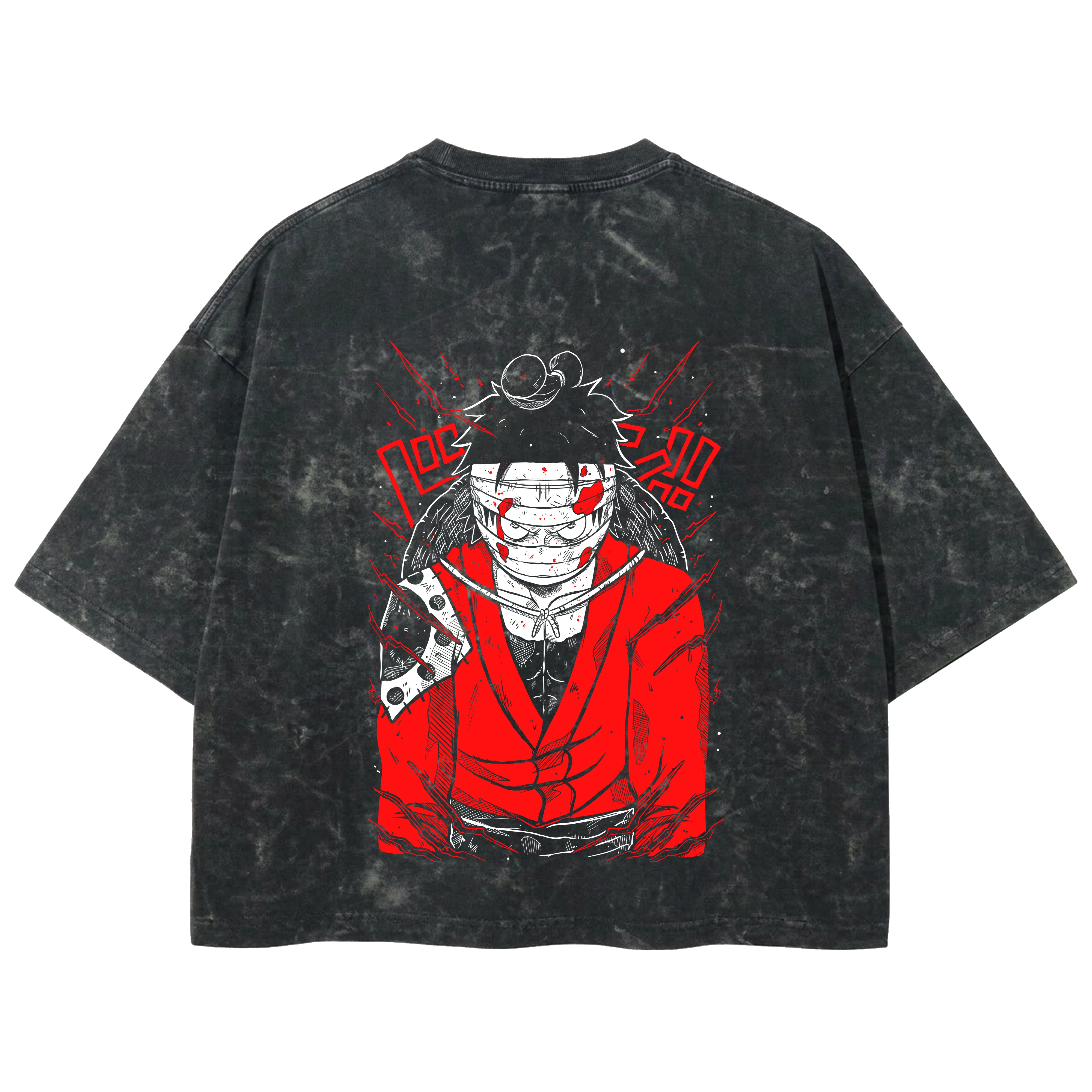 Playera streetwear premium de anime y gaming ExtraLife MX, corte boxy deluxe mineral wash heavyweight en color Acid Wash, moda urbana mexicana de culto.