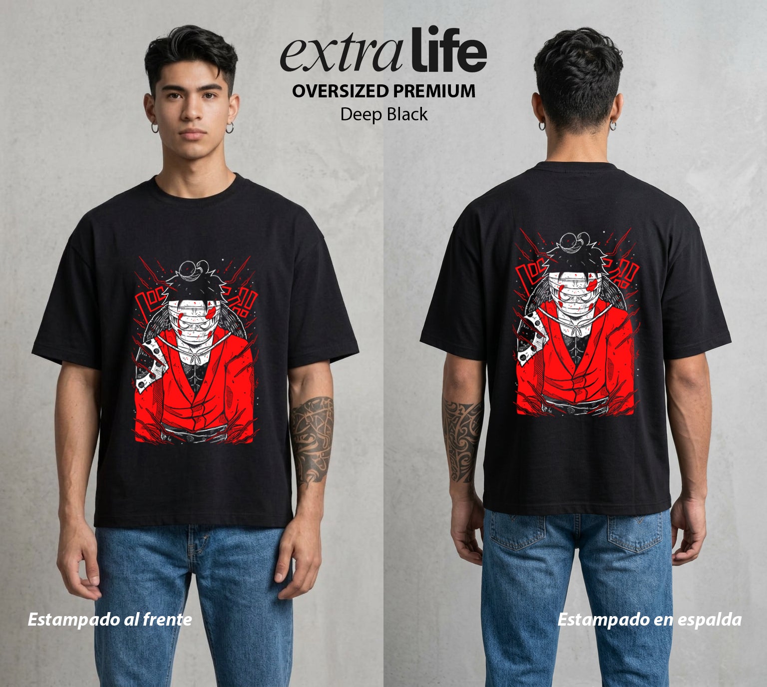 Mar de los Piratas | Pirata de Goma #03214 - Playera Oversized Premium | Deep Black - Foto en modelo