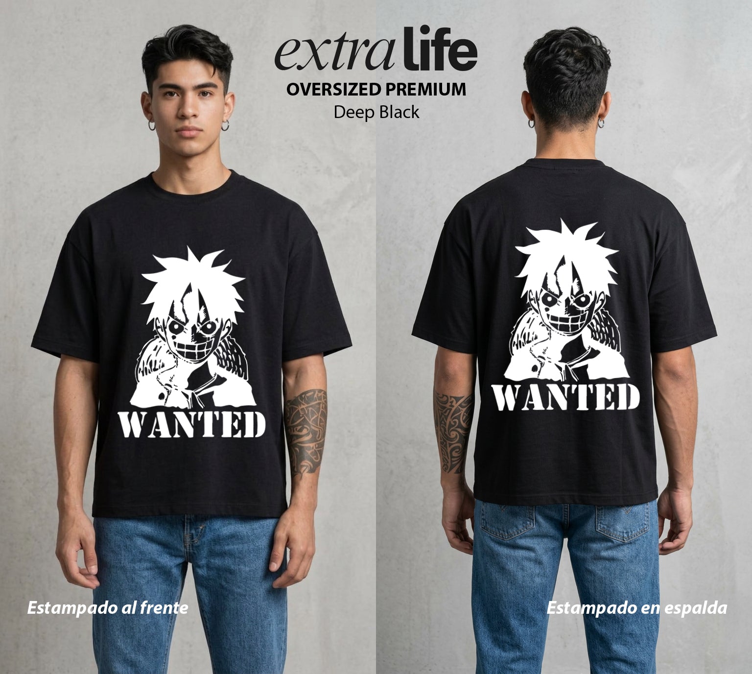 Mar de los Piratas | Pirata de Goma Se Busca #03217 - Playera Oversized Premium | Deep Black - Foto en modelo