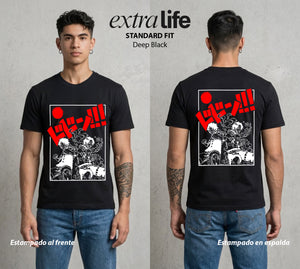 Mar de los Piratas | Puño de Fuego #03218 - Playera Classic Premium | Deep Black - Foto en modelo