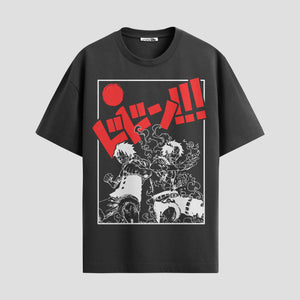 Playera urbana de anime y gaming ExtraLife MX, corte Standard Fit unisex ligero y transpirable en color Deep Black y Pure White, ropa de uso diario para gym y casual.