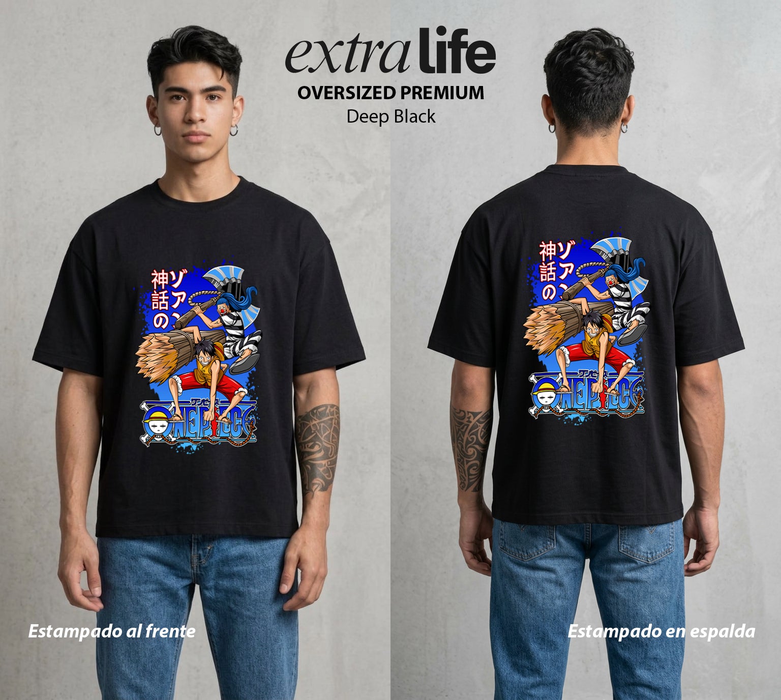 Mar de los Piratas | El Payaso del Mar #03224 - Playera Oversized Premium | Deep Black - Foto en modelo