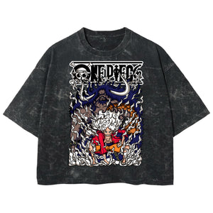 Playera streetwear premium de anime y gaming ExtraLife MX, corte boxy deluxe mineral wash heavyweight en color Acid Wash, moda urbana mexicana de culto.