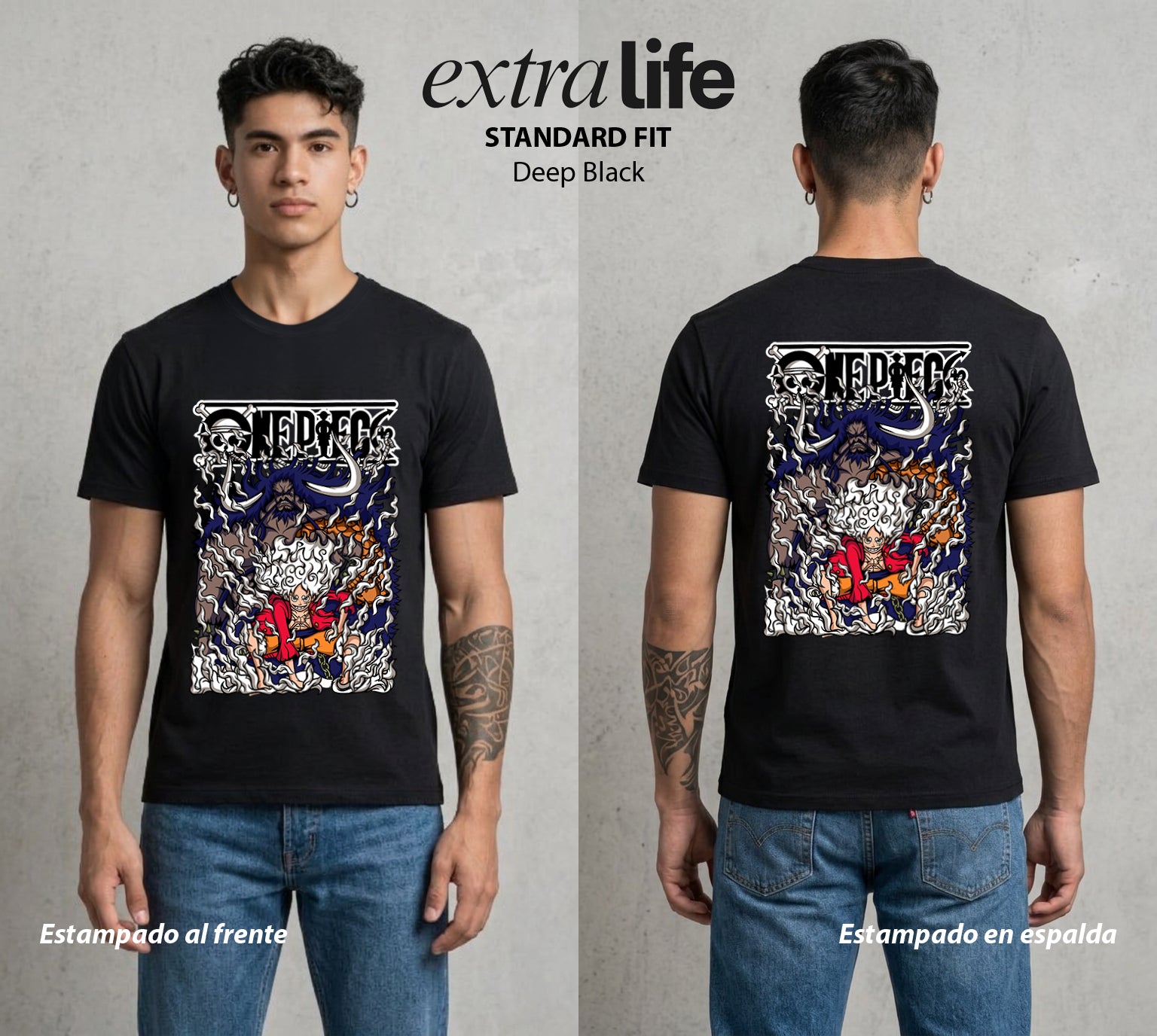 Mar de los Piratas | El Mas Fuerte del Mundo #03228 - Playera Standard Fit | Deep Black - Foto en modelo