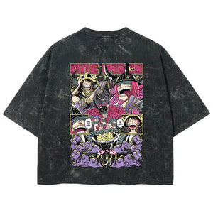 Playera streetwear premium de anime y gaming ExtraLife MX, corte boxy deluxe mineral wash heavyweight en color Acid Wash, moda urbana mexicana de culto.