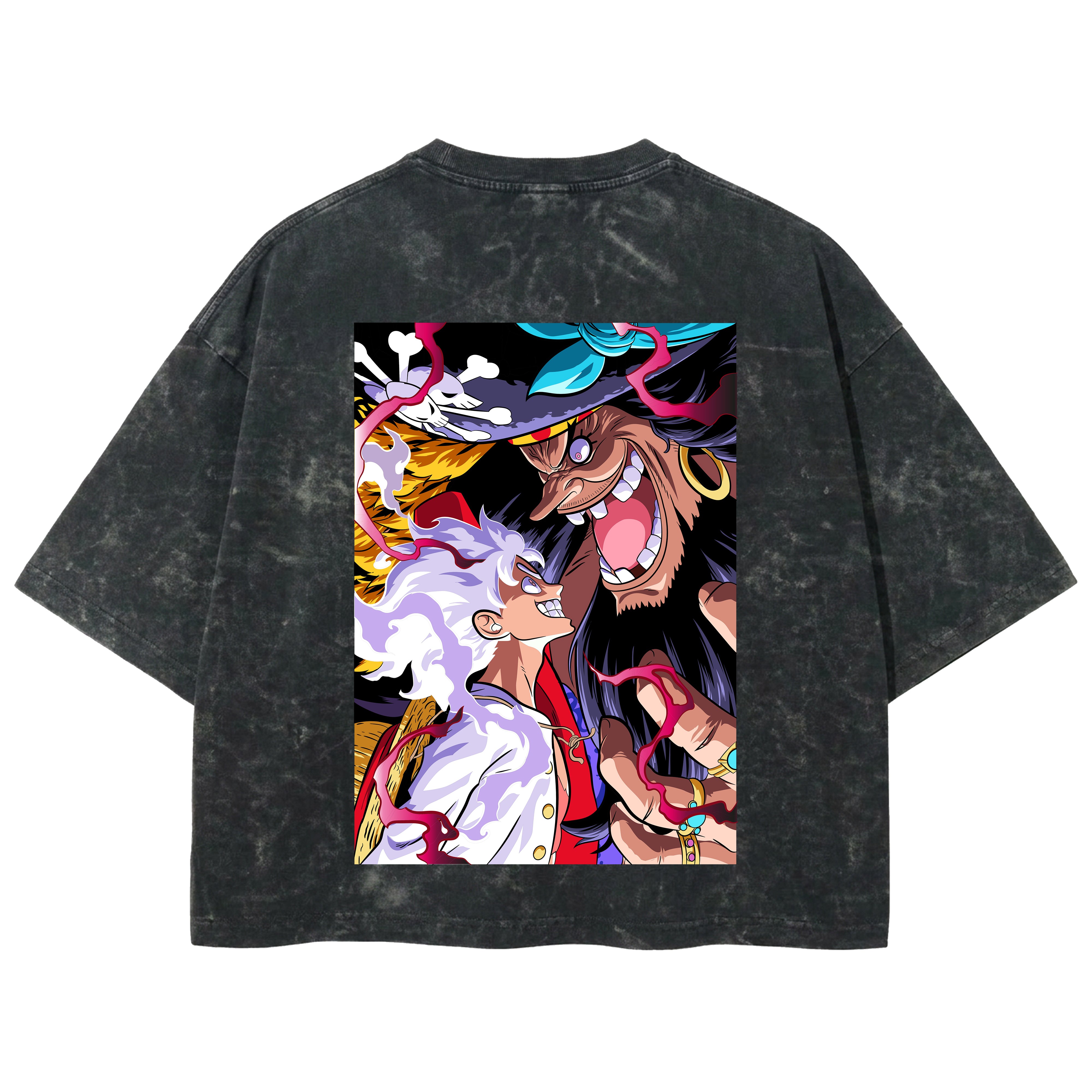 Playera streetwear premium de anime y gaming ExtraLife MX, corte boxy deluxe mineral wash heavyweight en color Acid Wash, moda urbana mexicana de culto.
