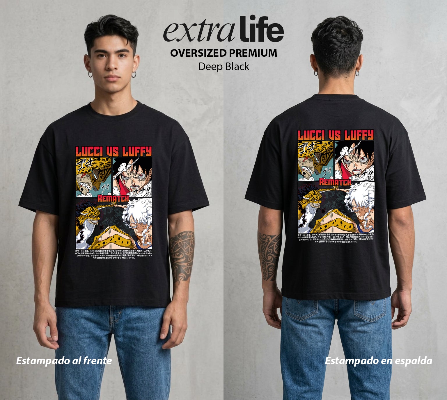 Mar de los Piratas | Pirata de Goma #03234 - Playera Oversized Premium | Deep Black - Foto en modelo