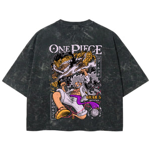 Playera streetwear premium de anime y gaming ExtraLife MX, corte boxy deluxe mineral wash heavyweight en color Acid Wash, moda urbana mexicana de culto.