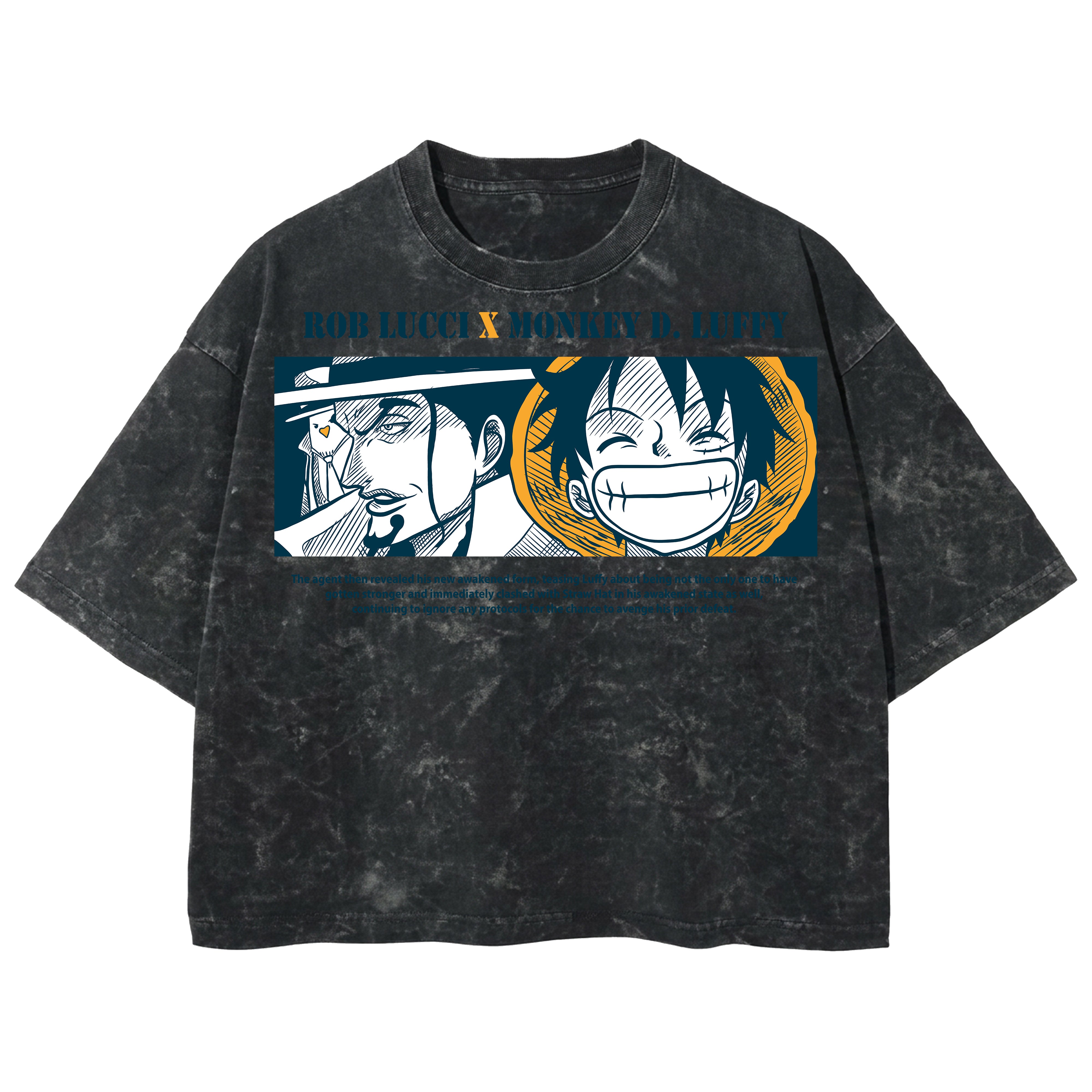 Playera streetwear premium de anime y gaming ExtraLife MX, corte boxy deluxe mineral wash heavyweight en color Acid Wash, moda urbana mexicana de culto.