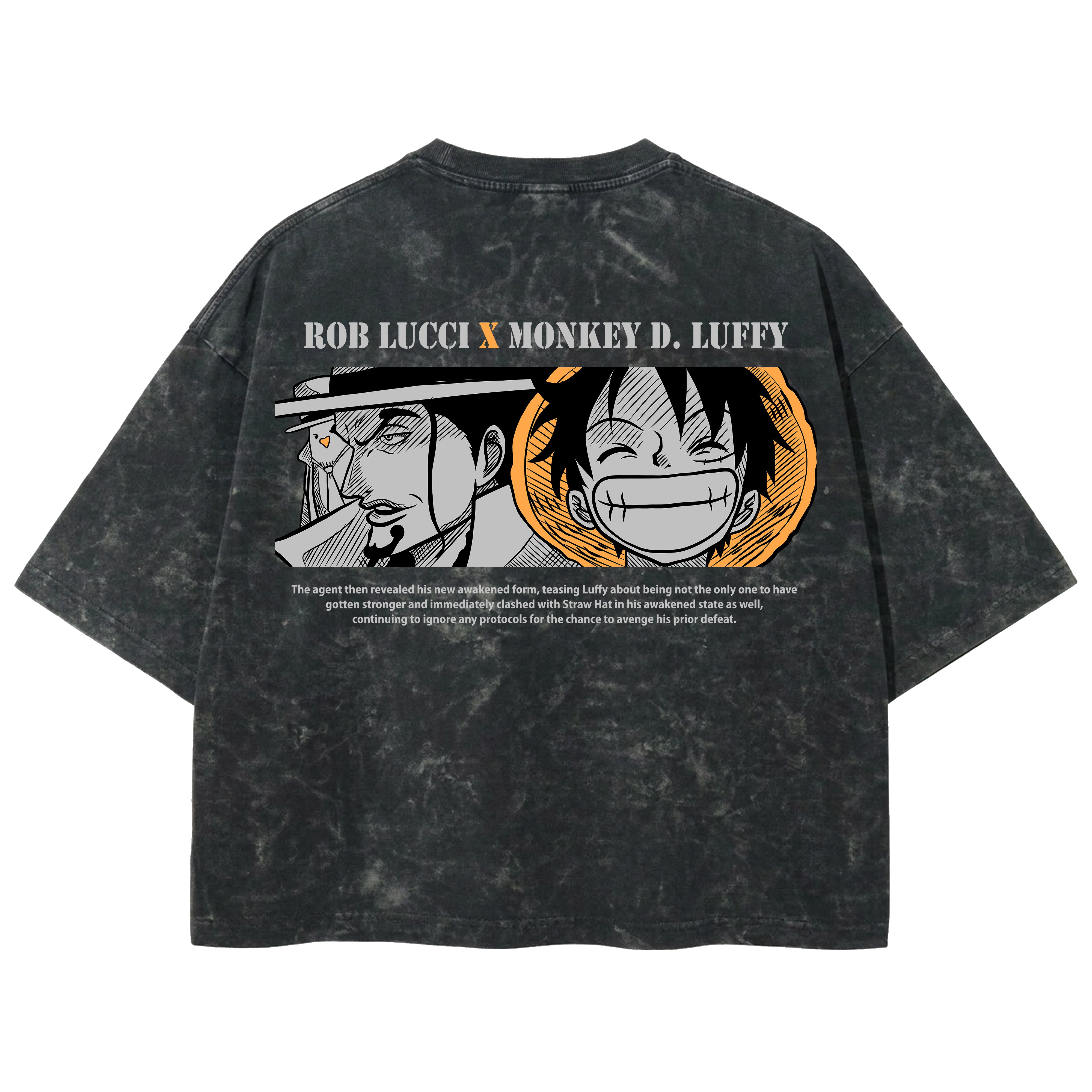 Playera streetwear premium de anime y gaming ExtraLife MX, corte boxy deluxe mineral wash heavyweight en color Acid Wash, moda urbana mexicana de culto.