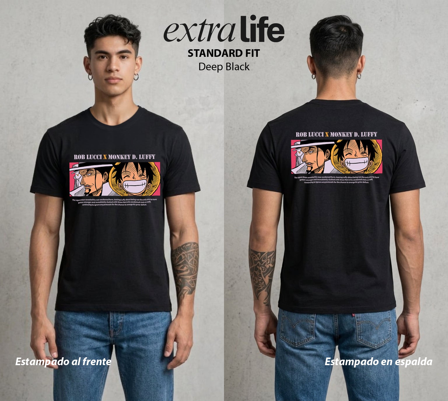 Mar de los Piratas | Hombre de Goma #03240 - Playera Standard Fit | Deep Black - Foto en modelo