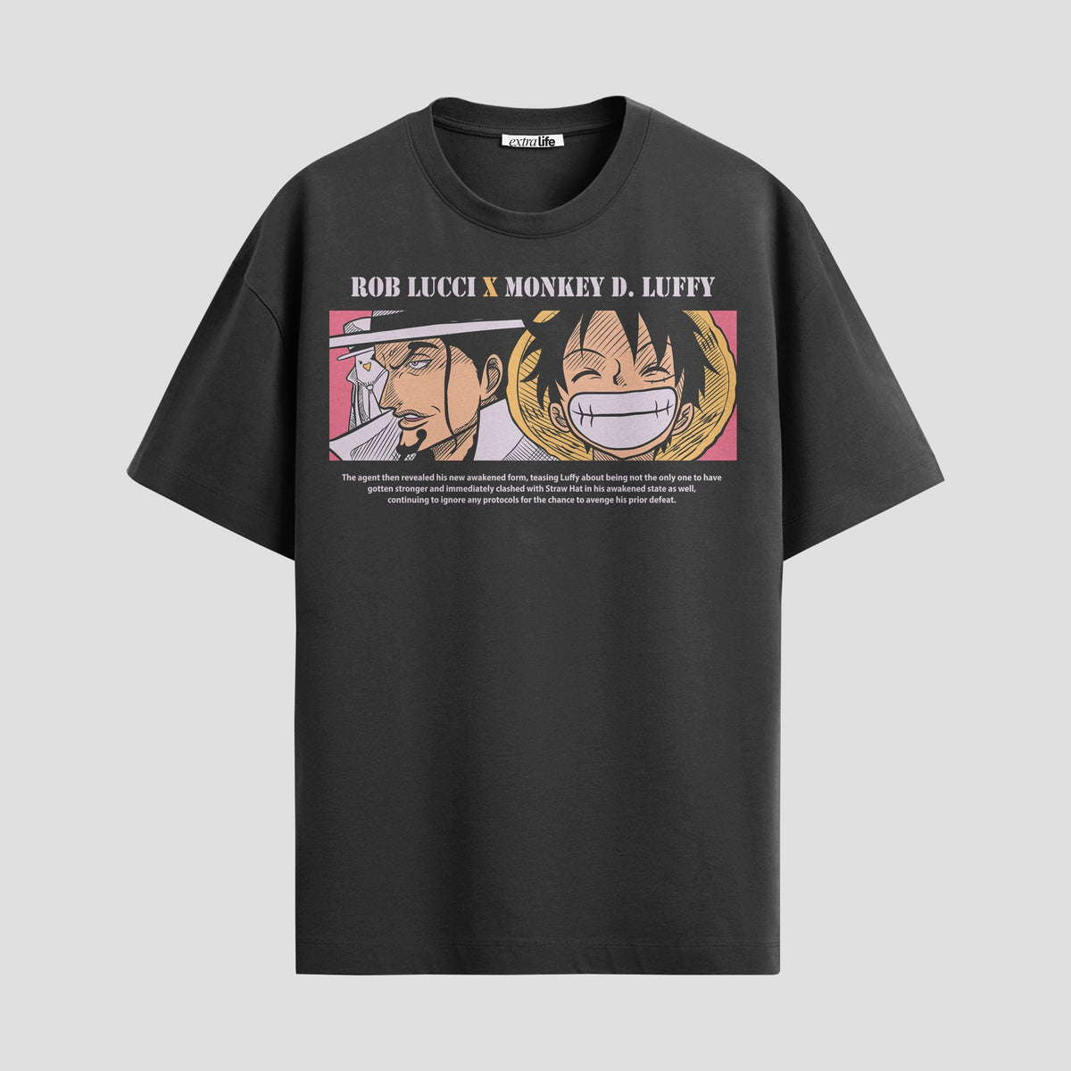 Playera urbana de anime y gaming ExtraLife MX, corte Classic Premium unisex ligero y transpirable en color Deep Black y Pure White, ropa de uso diario para gym y casual.