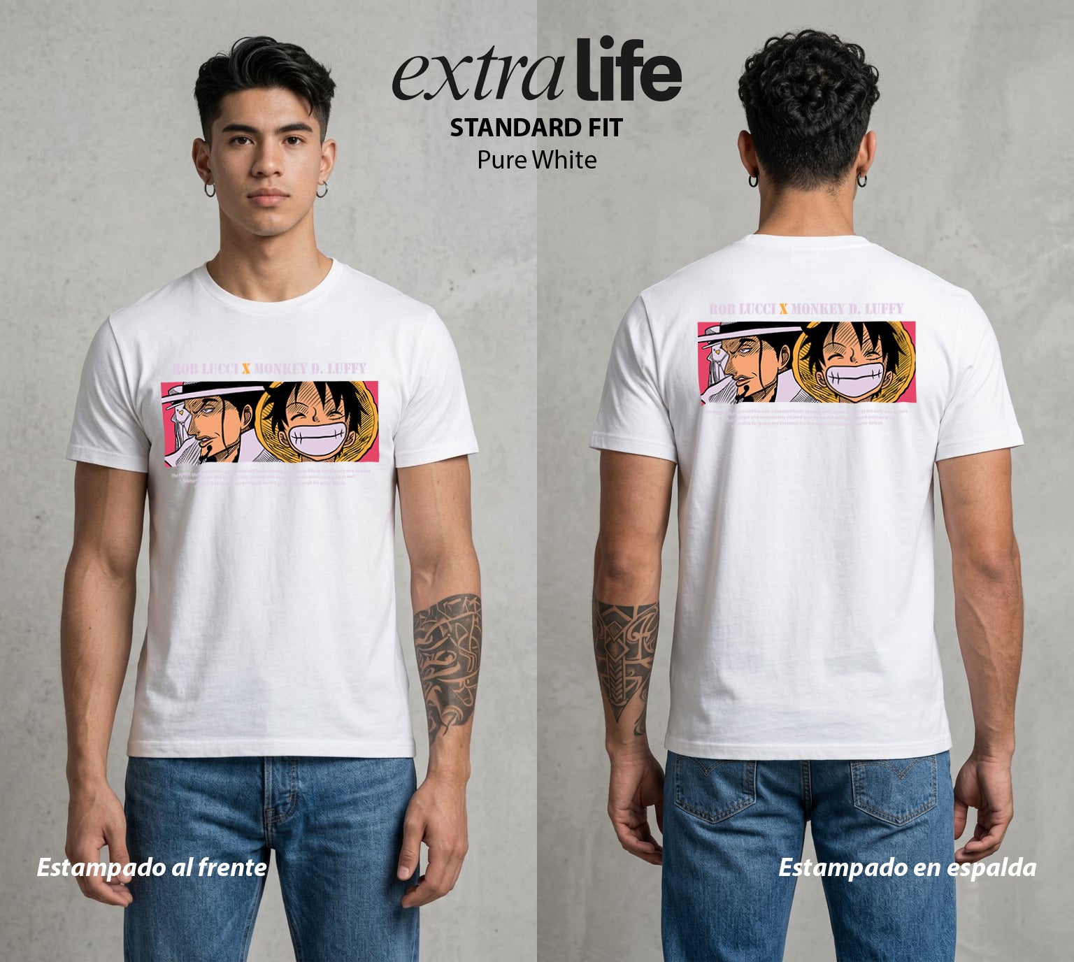 Mar de los Piratas | Hombre de Goma #03240 - Playera Standard Fit | Pure White - Foto en modelo