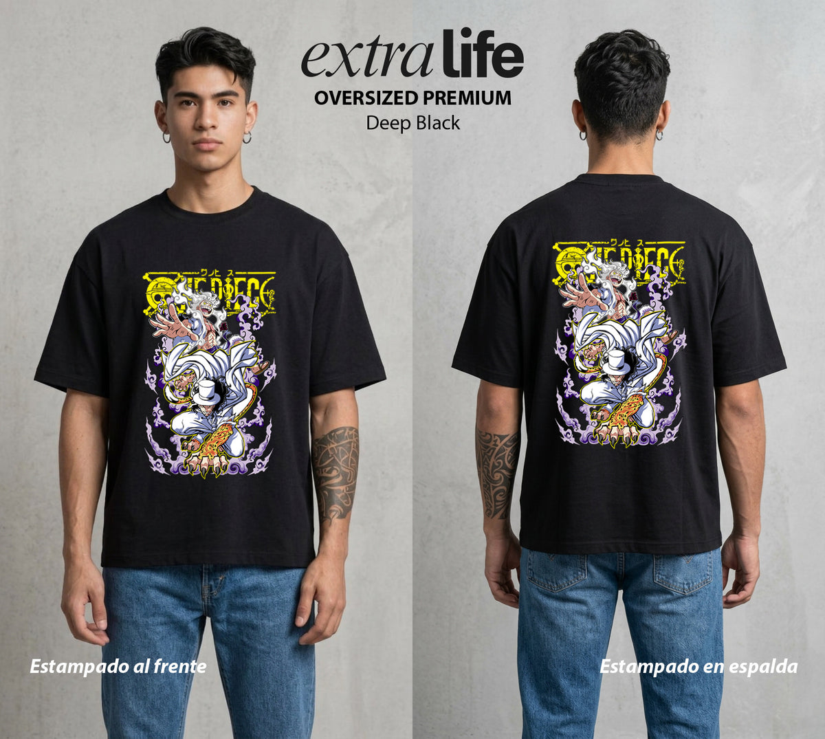 Mar de los Piratas | Pirata de Goma #03245 - Playera Oversized Premium | Deep Black - Foto en modelo