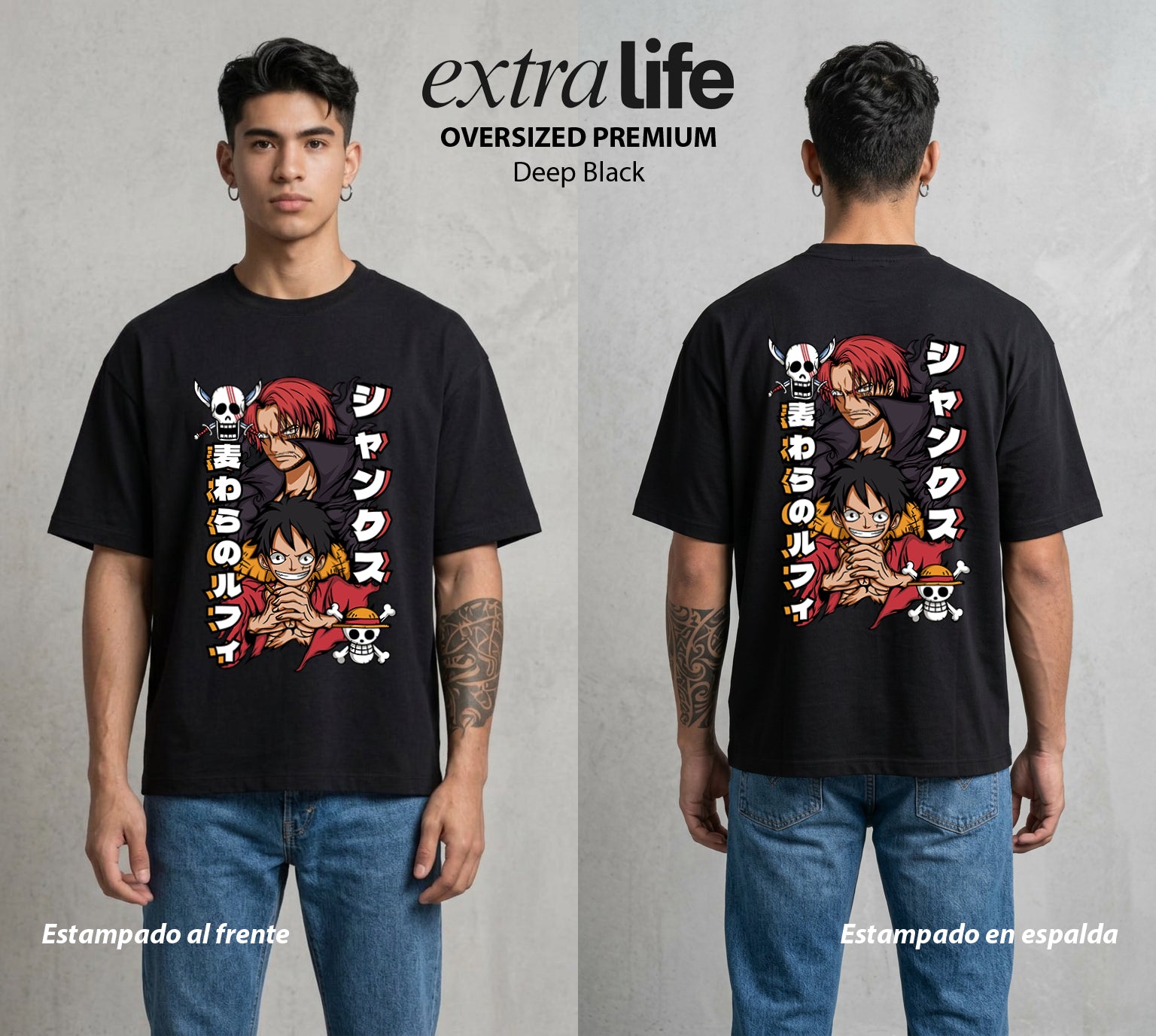 Mar de los Piratas | El Capitan del Rojo #03246 - Playera Oversized Premium | Deep Black - Foto en modelo