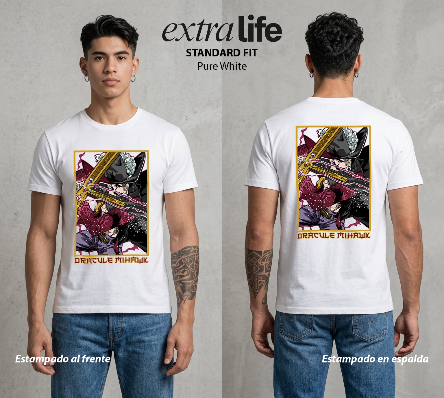 Mar de los Piratas | La Espada del Mundo #03253 - Playera Standard Fit | Pure White - Foto en modelo