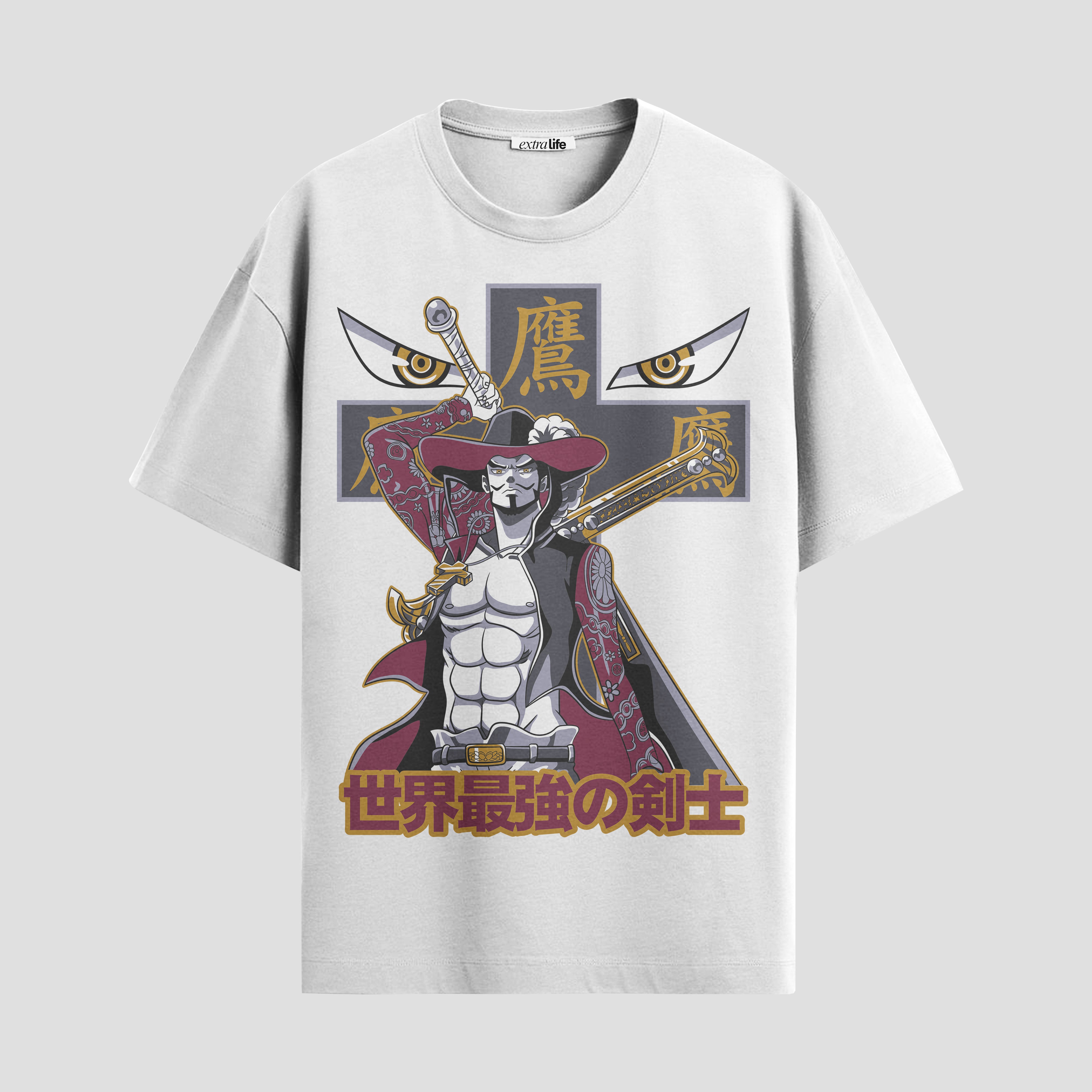 Playera urbana de anime y gaming ExtraLife MX, corte Standard Fit unisex ligero y transpirable en color Deep Black y Pure White, ropa de uso diario para gym y casual.