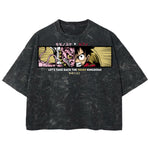 Playera streetwear premium de anime y gaming ExtraLife MX, corte boxy deluxe mineral wash heavyweight en color Acid Wash, moda urbana mexicana de culto.