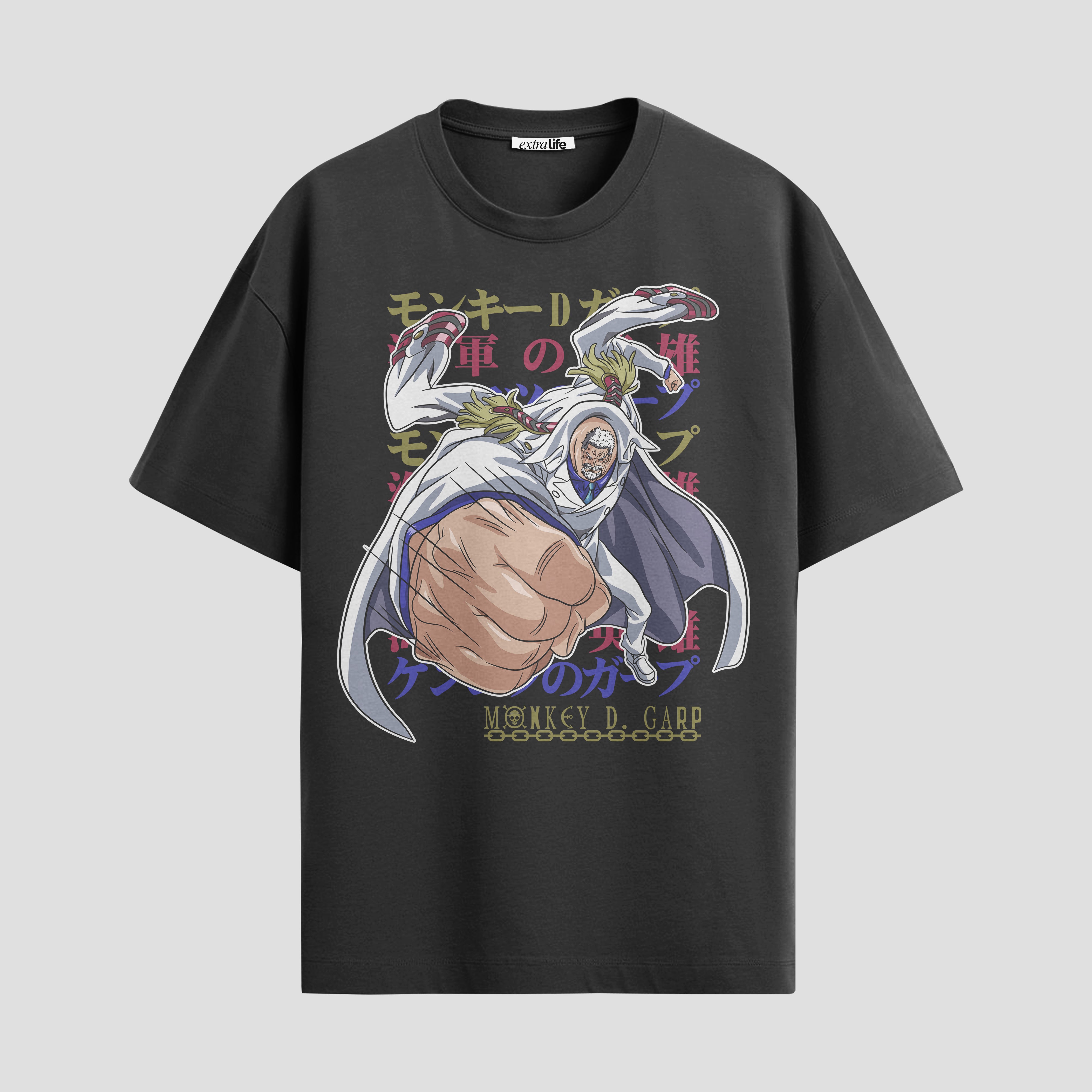Playera urbana de anime y gaming ExtraLife MX, corte Standard Fit unisex ligero y transpirable en color Deep Black y Pure White, ropa de uso diario para gym y casual.