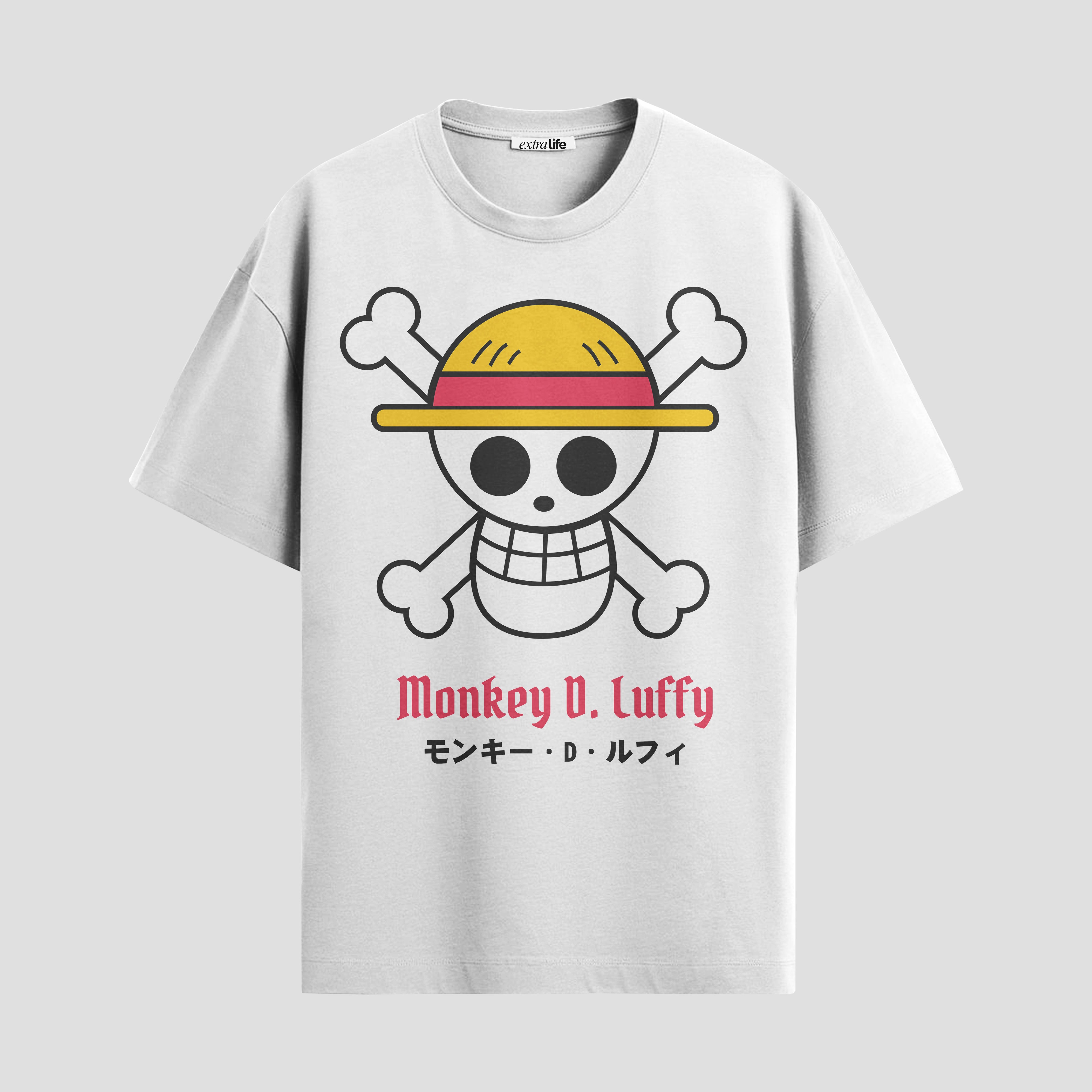 Playera urbana de anime y gaming ExtraLife MX, corte Standard Fit unisex ligero y transpirable en color Deep Black y Pure White, ropa de uso diario para gym y casual.