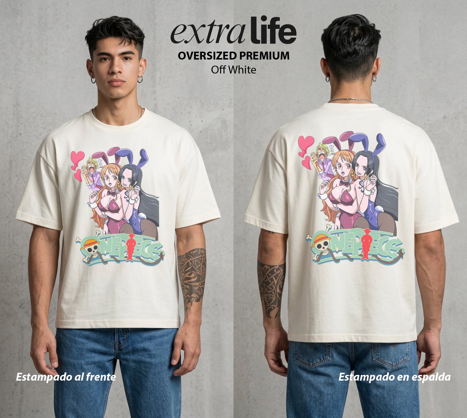 Mar de los Piratas | La Emperatriz del Mar #03272 - Playera Oversized Premium | Off White - Foto en modelo