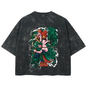 Playera streetwear premium de anime y gaming ExtraLife MX, corte boxy deluxe mineral wash heavyweight en color Acid Wash, moda urbana mexicana de culto.