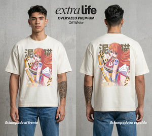 Mar de los Piratas | Clementine del Mar #03276 - Playera Oversized Premium | Off White - Foto en modelo