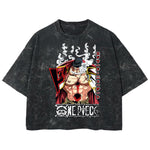 Playera streetwear premium de anime y gaming ExtraLife MX, corte boxy deluxe mineral wash heavyweight en color Acid Wash, moda urbana mexicana de culto.