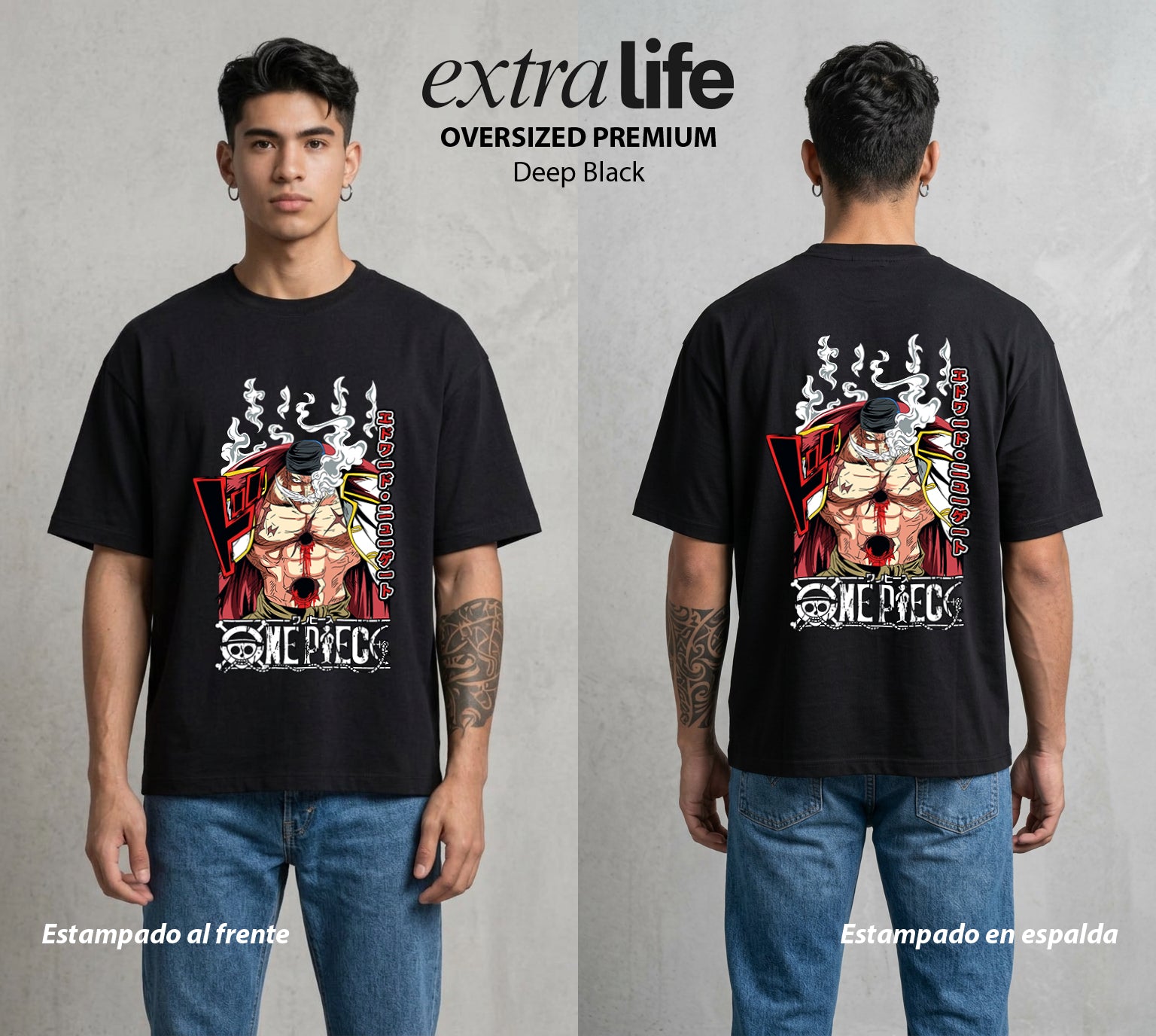 Mar de los Piratas | El Padre del Mar #03277 - Playera Oversized Premium | Deep Black - Foto en modelo