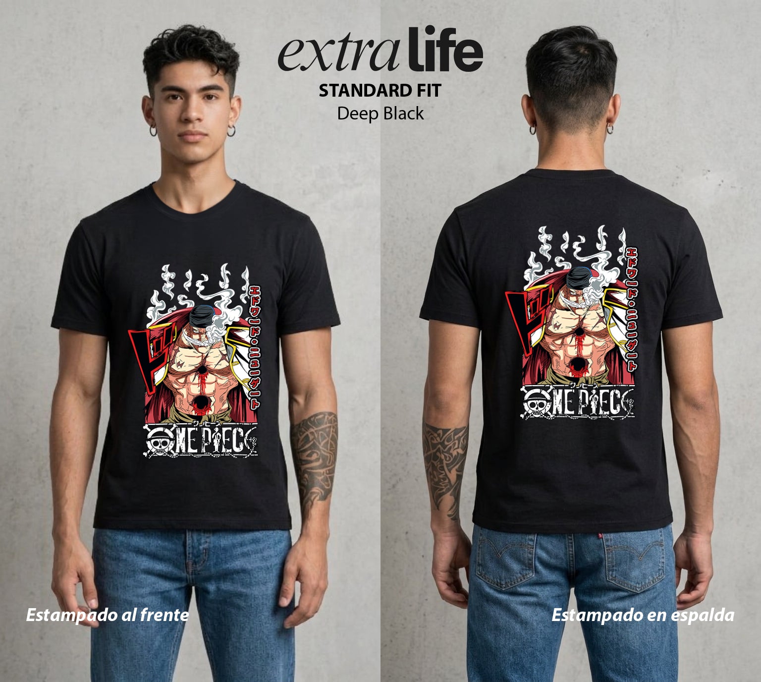 Mar de los Piratas | El Padre del Mar #03277 - Playera Standard Fit | Deep Black - Foto en modelo