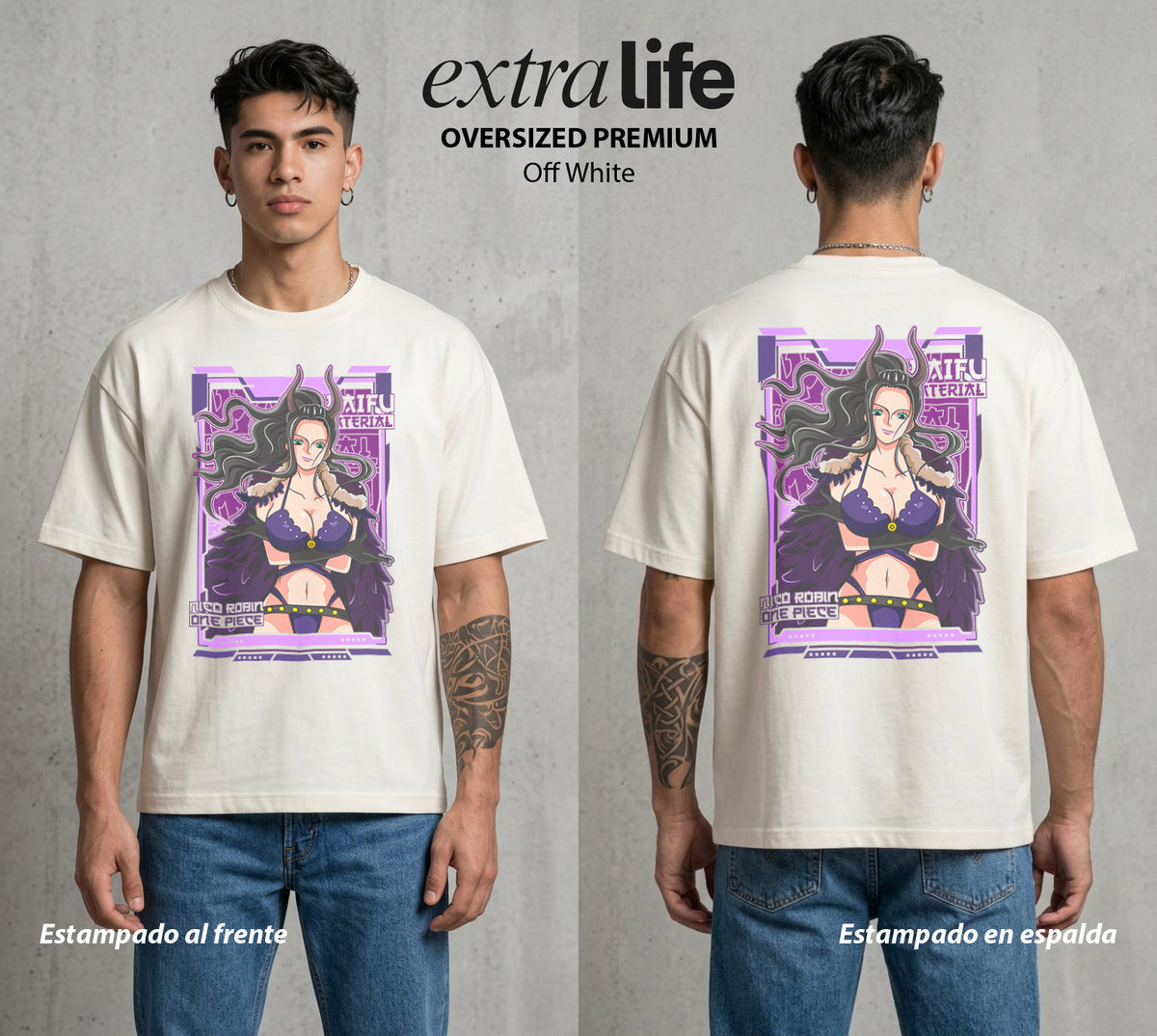 Mar de los Piratas | La Historiadora #03278 - Playera Oversized Premium | Off White - Foto en modelo