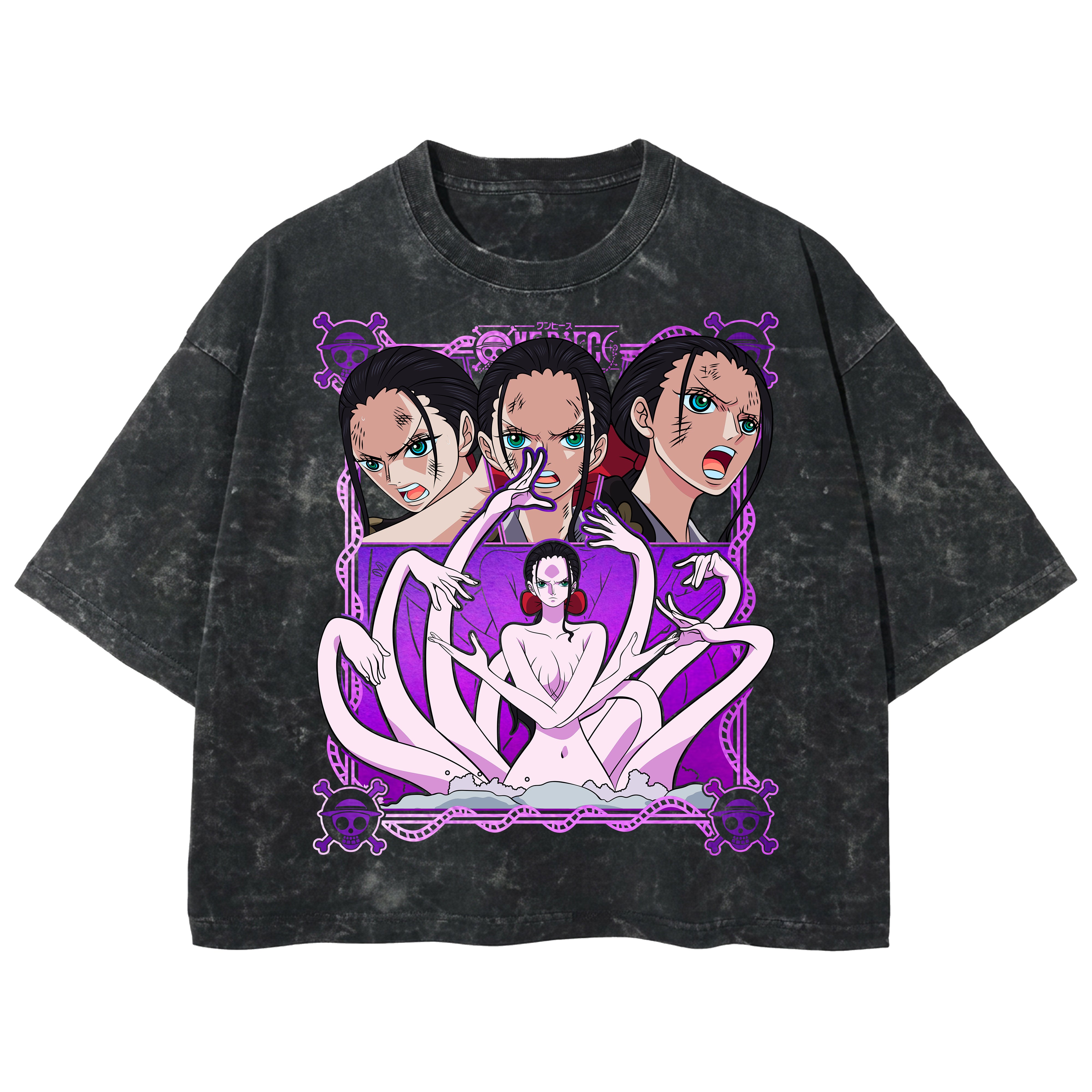 Playera streetwear premium de anime y gaming ExtraLife MX, corte boxy deluxe mineral wash heavyweight en color Acid Wash, moda urbana mexicana de culto.