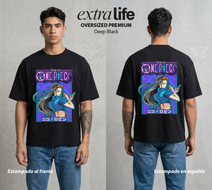 Mar de los Piratas | Arqueologa del Mar #03280 - Playera Oversized Premium | Deep Black - Foto en modelo