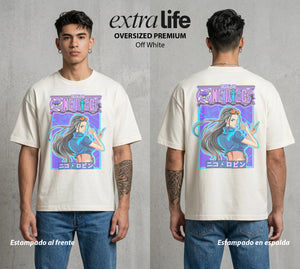 Mar de los Piratas | Arqueologa del Mar #03280 - Playera Oversized Premium | Off White - Foto en modelo