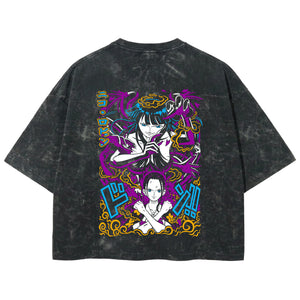 Playera streetwear premium de anime y gaming ExtraLife MX, corte boxy deluxe mineral wash heavyweight en color Acid Wash, moda urbana mexicana de culto.
