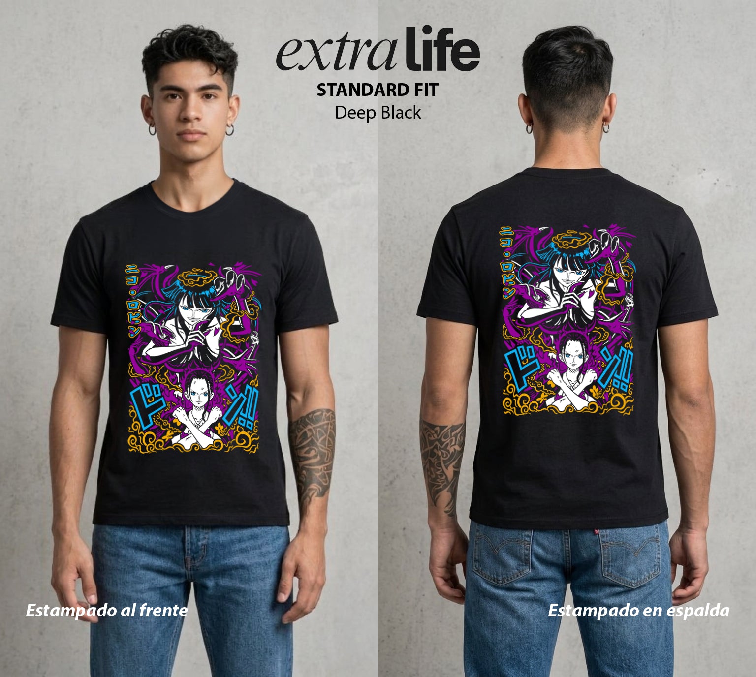 Mar de los Piratas | Brazos del Poneglyph #03284 - Playera Standard Fit | Deep Black - Foto en modelo