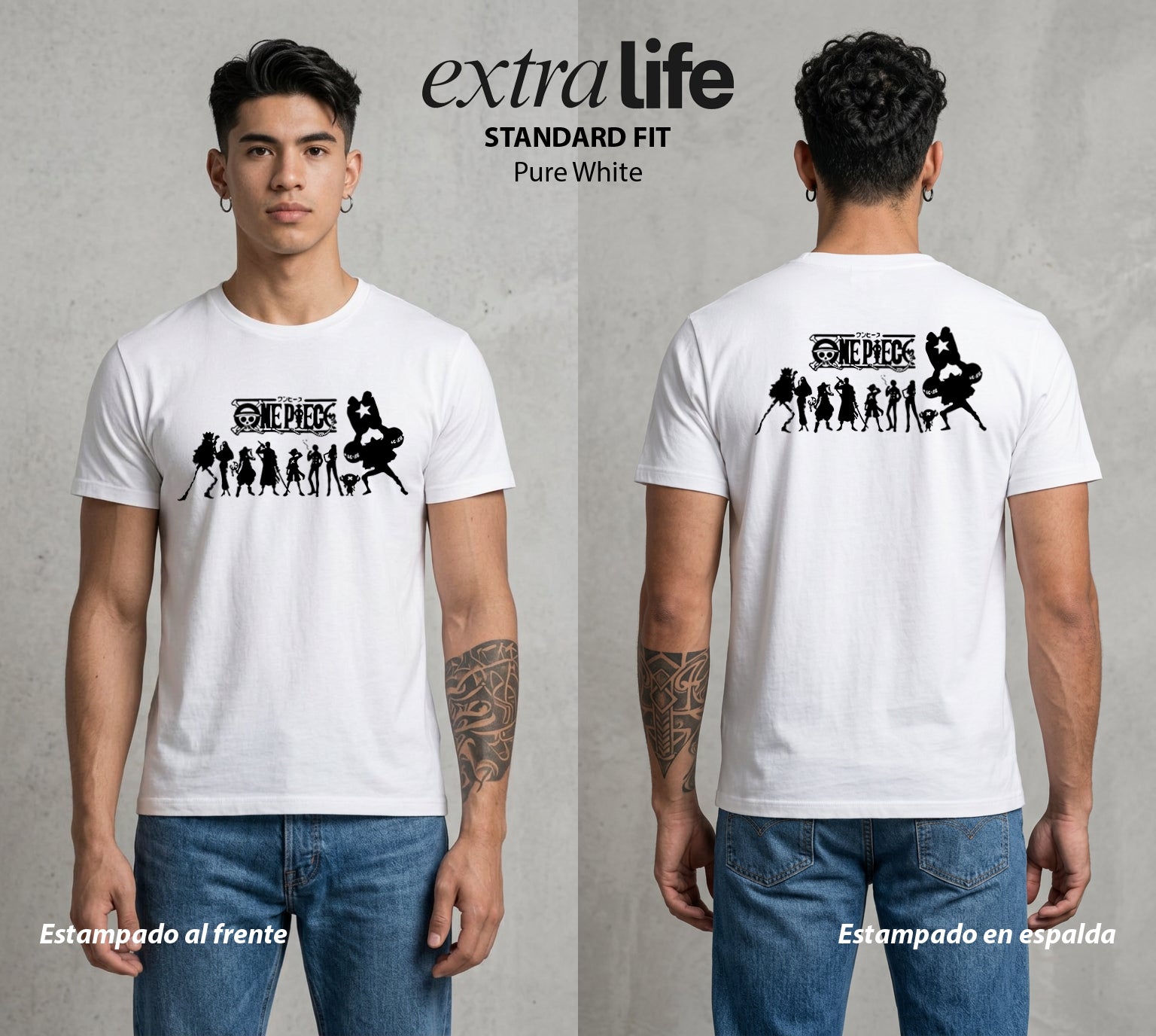 Mar de los Piratas | La Tripulacion del Mar #03288 - Playera Standard Fit | Pure White - Foto en modelo