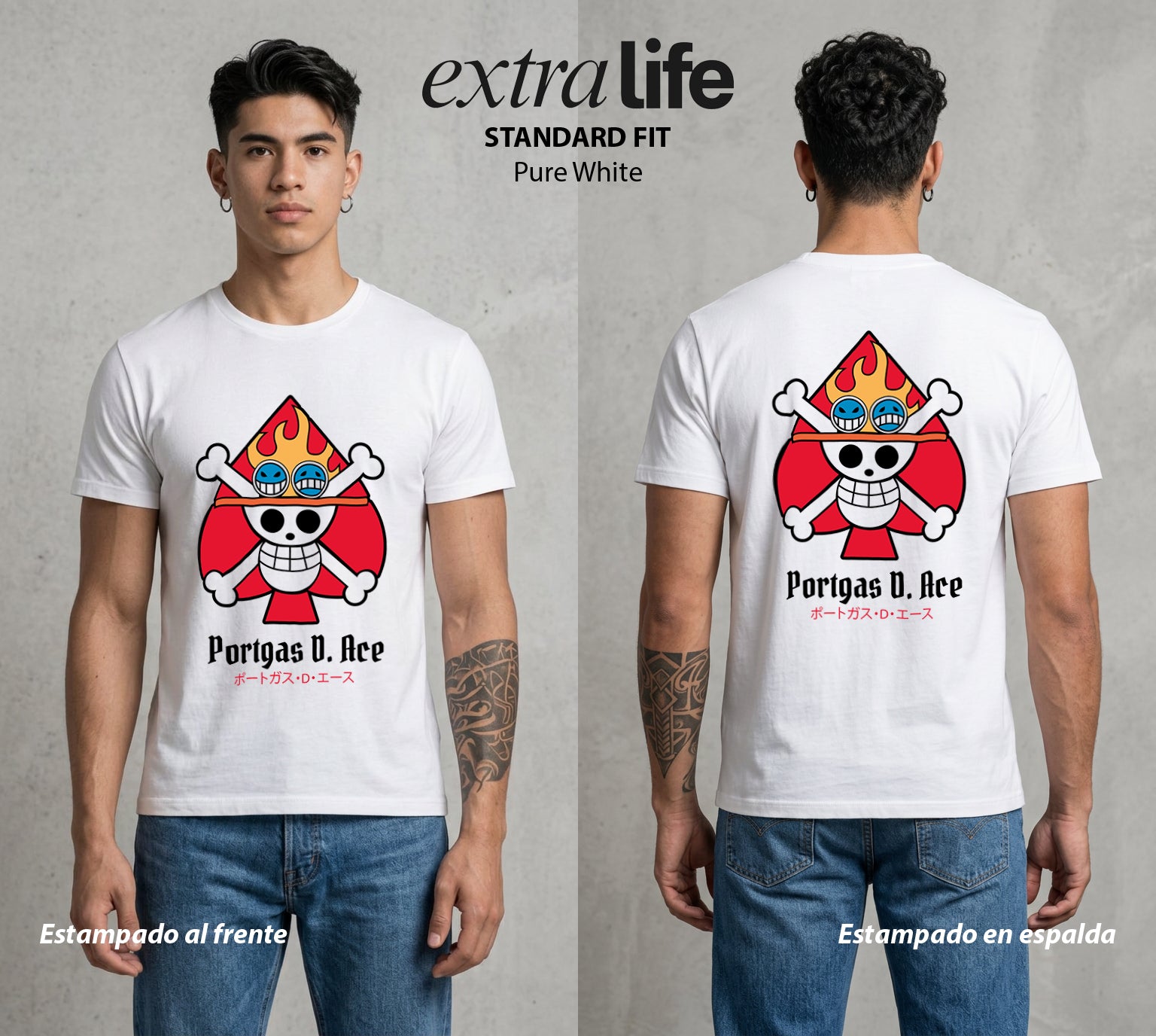Mar de los Piratas | Llama del Mar con Bandera #03292 - Playera Standard Fit | Pure White - Foto en modelo