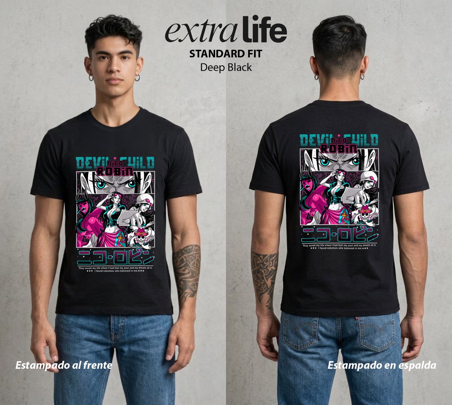Mar de los Piratas | La Historiadora #03295 - Playera Standard Fit | Deep Black - Foto en modelo