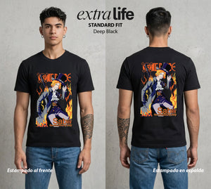 Mar de los Piratas | El Hermano del Fuego #03298 - Playera Standard Fit | Deep Black - Foto en modelo