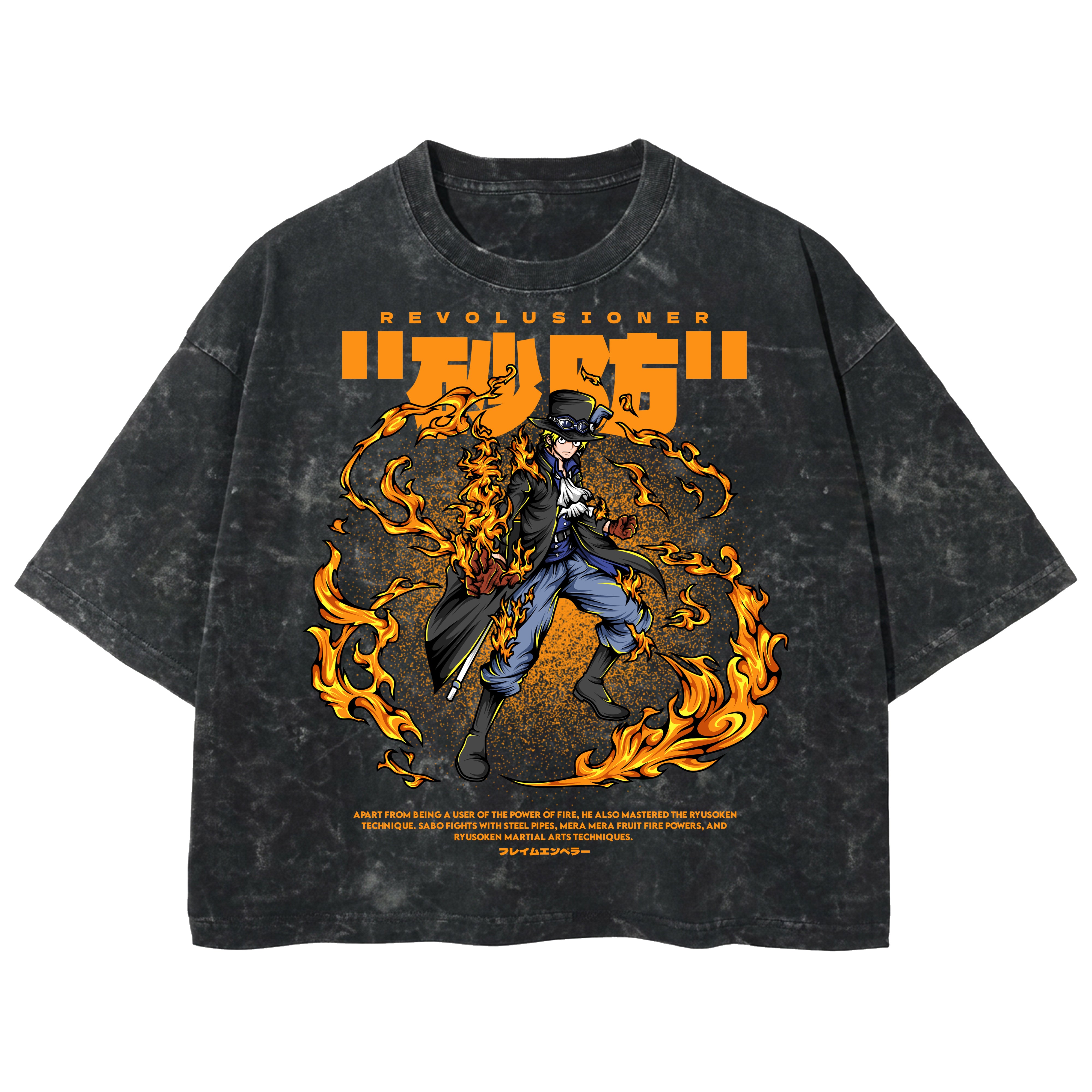 Playera streetwear premium de anime y gaming ExtraLife MX, corte boxy deluxe mineral wash heavyweight en color Acid Wash, moda urbana mexicana de culto.